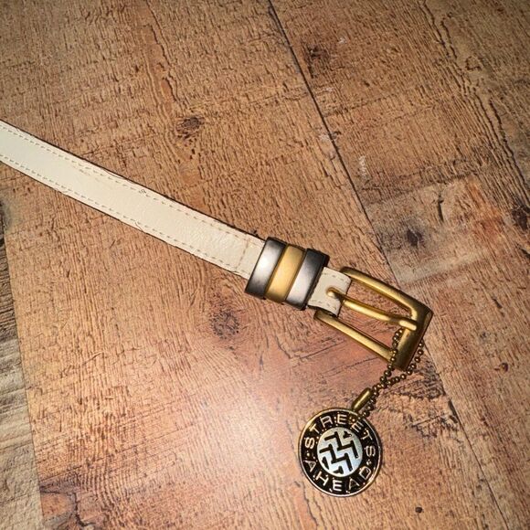 Streets ahead cream colored skinny thin belt L - Picture 2 of 13